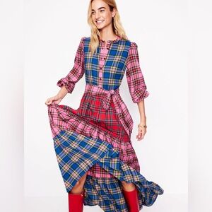 Boden Alba Check Maxi Dress Size 14